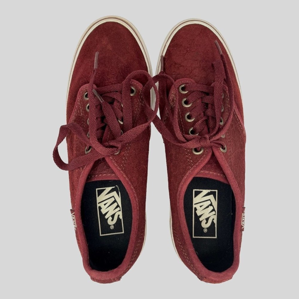 VANS OLD SKOOL Retro Low Top Sk8 Shoes Women 7 Burgundy‎ Textured Suede Sneakers - Picture 2 of 14